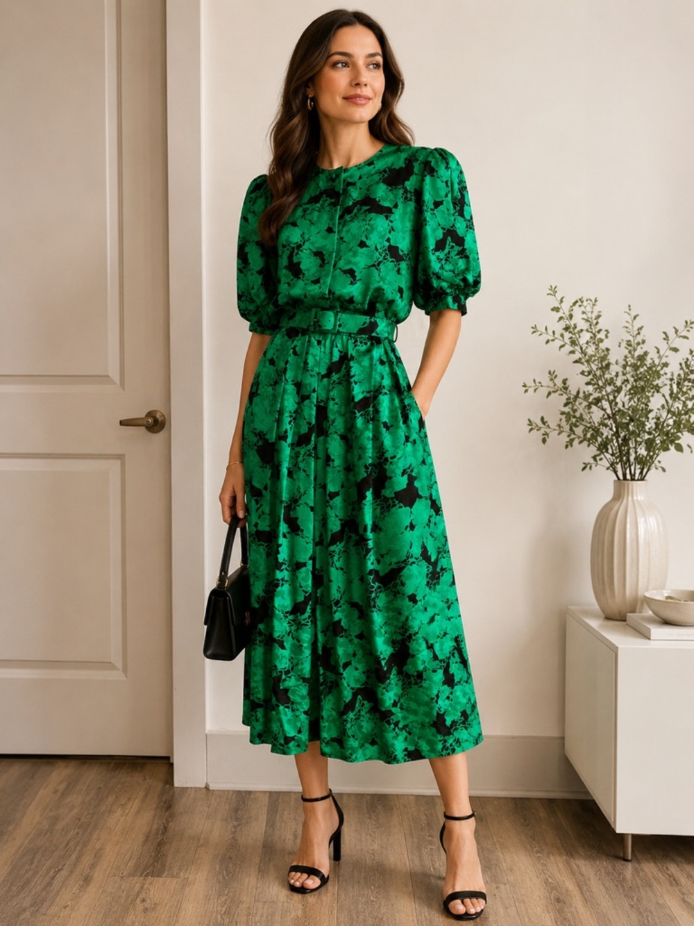 Vintage Silk Maggy London Emerald Green Dress